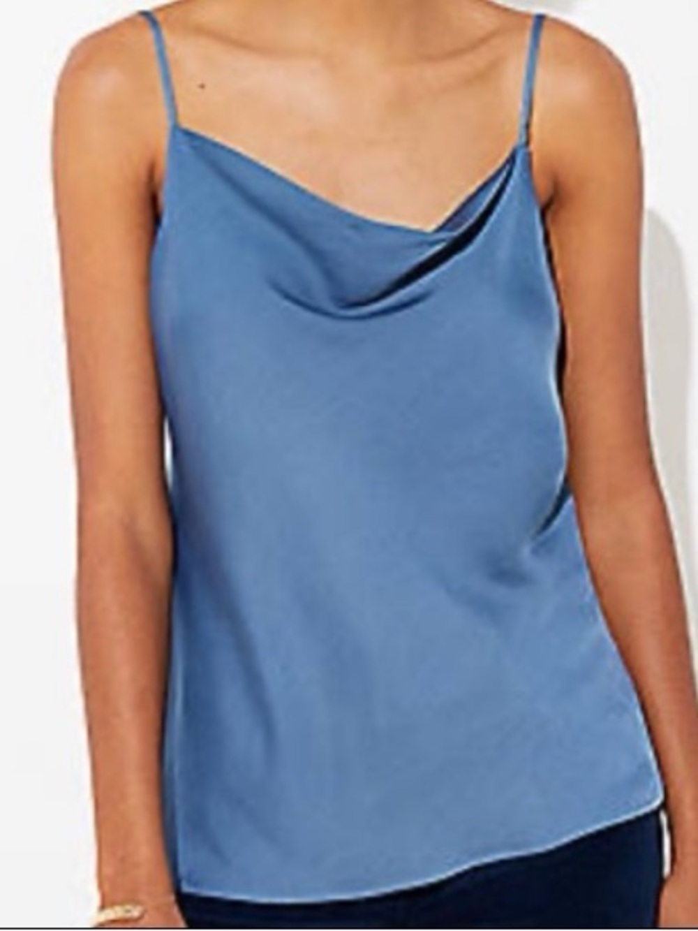 LOFT Blue Satin Cowl Neck Tank WORN ONCE